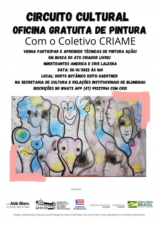 Circuito Cultural terá oficina gratuita de pintura