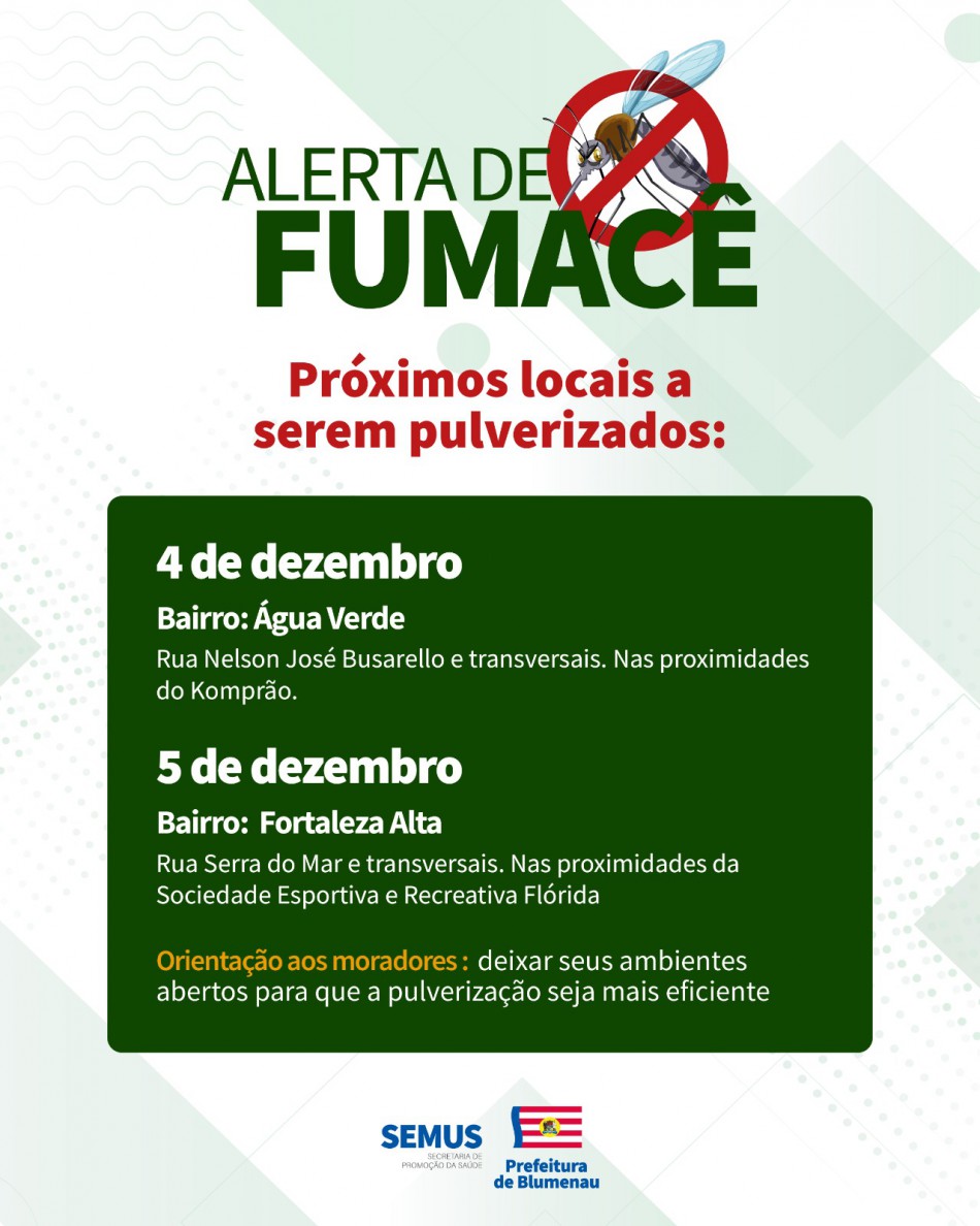 Combate à dengue: alerta de fumacê