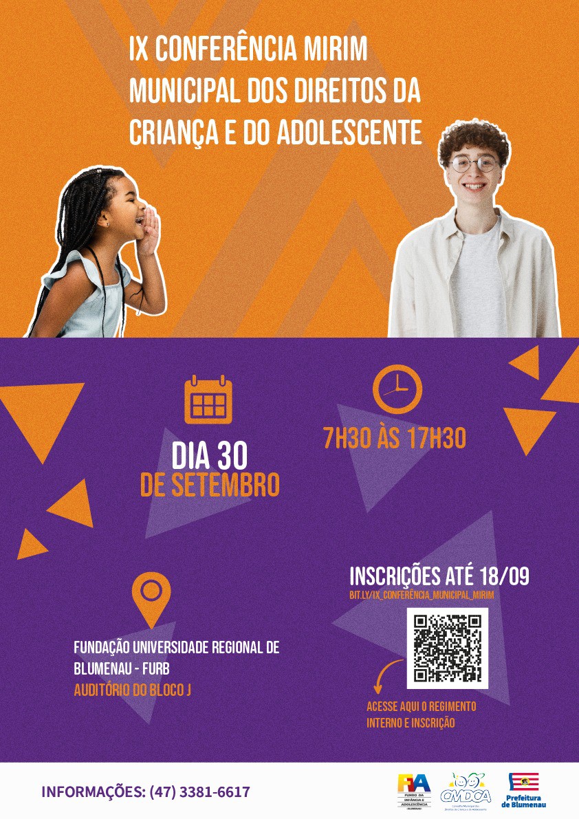Abertas as inscrições para a IX Conferência Mirim Municipal dos Direitos da Criança e do Adolescente