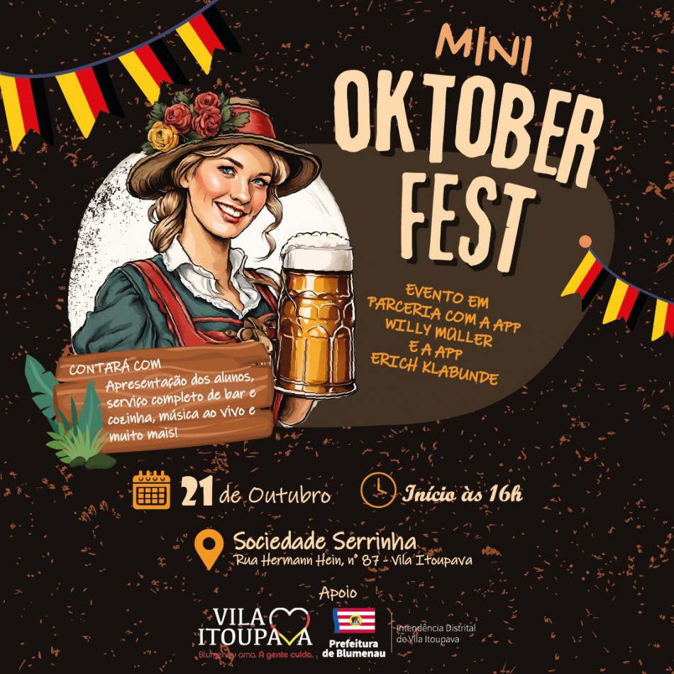 Mini-Oktoberfest agita a Vila Itoupava neste sábado, dia 21