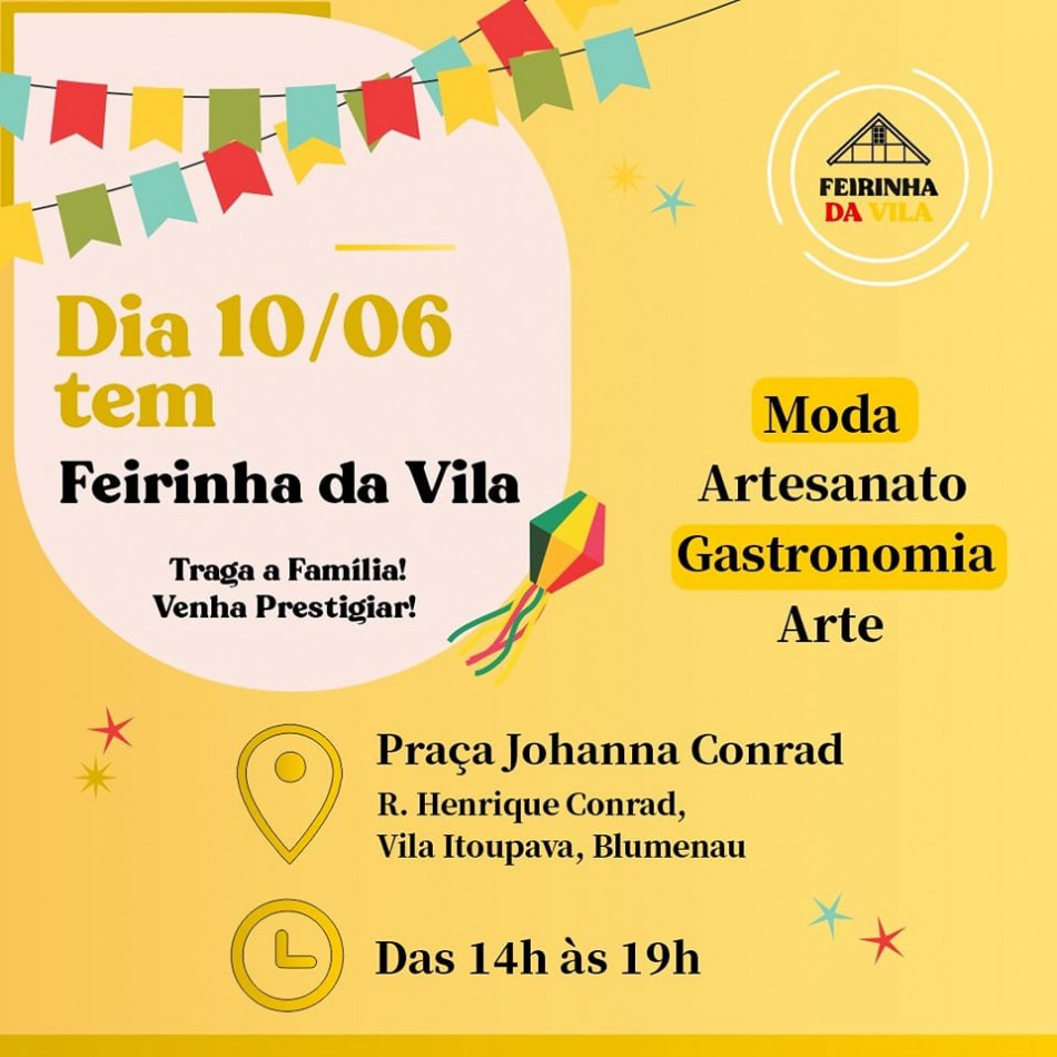 Feirinha da Vila Itoupava ocorre neste sábado, dia 10