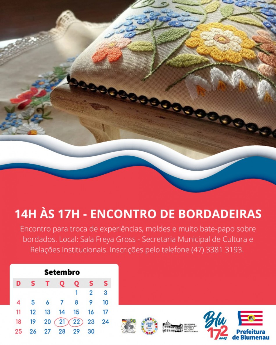 Blumenau prepara encontro de bordadeiras