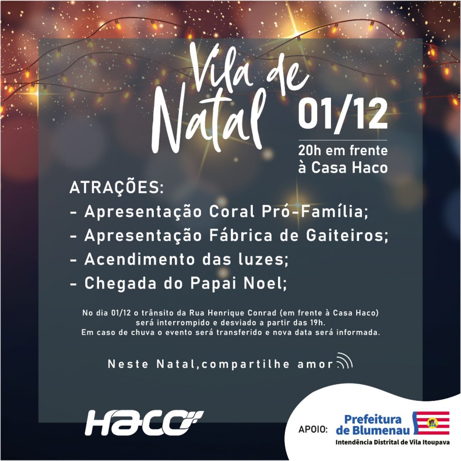 Evento leva encantos de Natal à Vila Itoupava