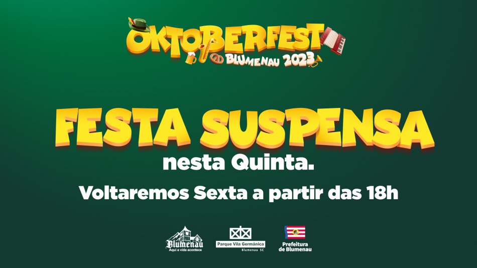 Oktoberfest é suspensa preventivamente nesta quinta-feira devido às fortes chuvas