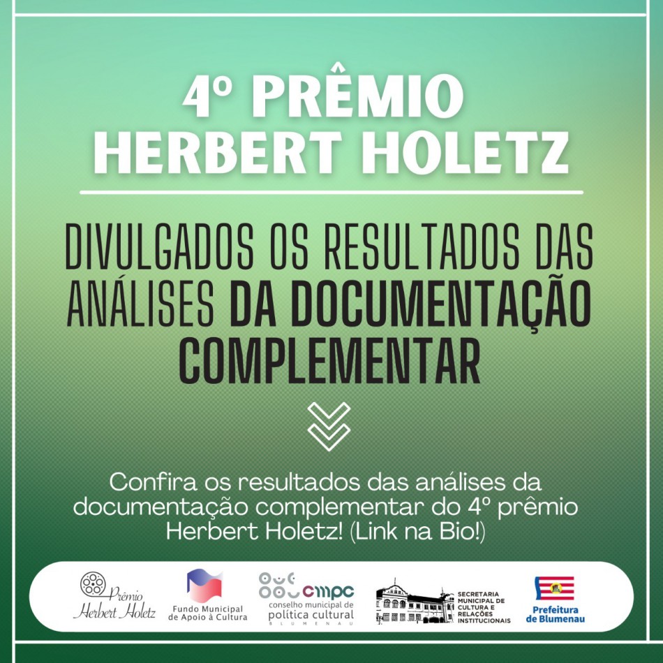Prêmio Herbert Holetz divulga resultado da documentação complementar