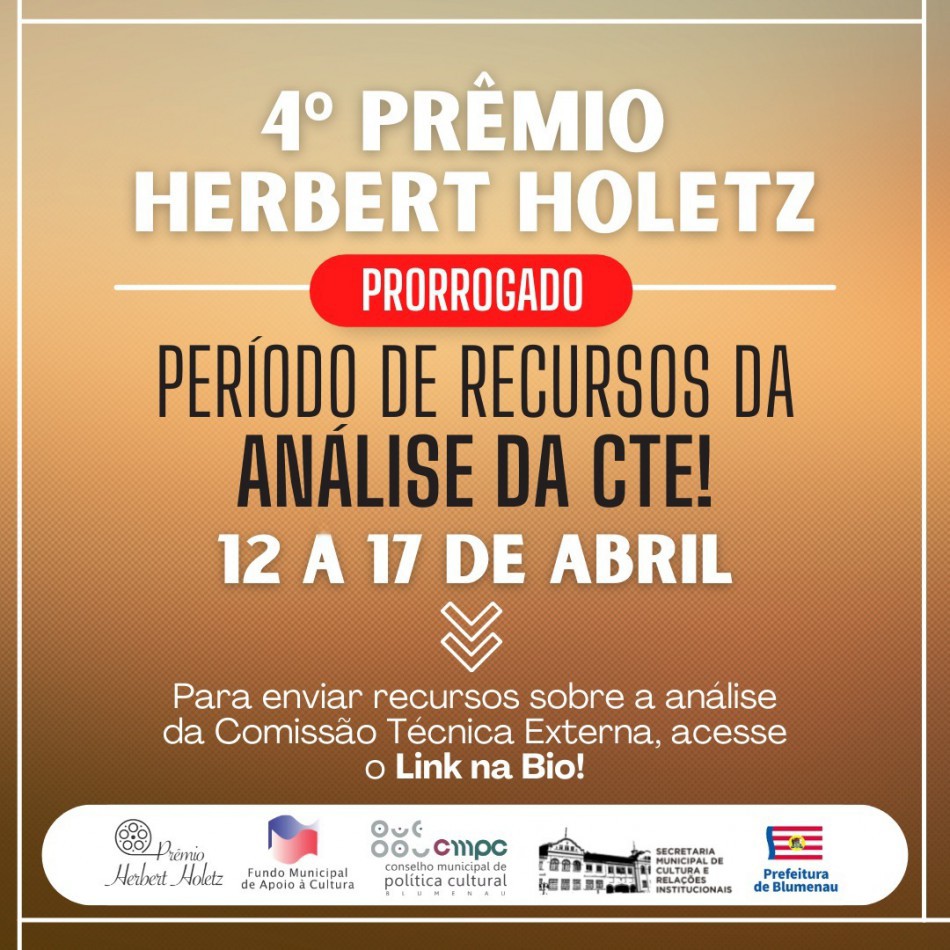 Prêmio Herbert Holetz prorroga prazo para recursos