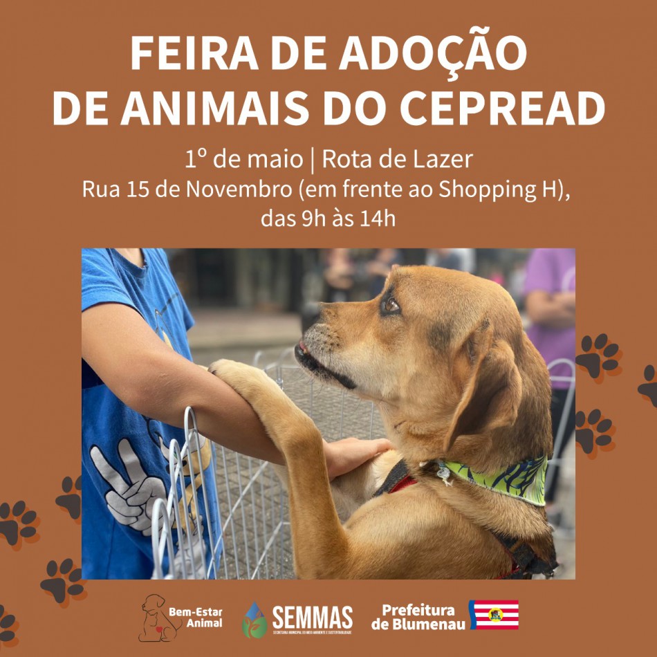 Cepread promove Feira de Adoção de Animais no feriado do Dia do Trabalhador