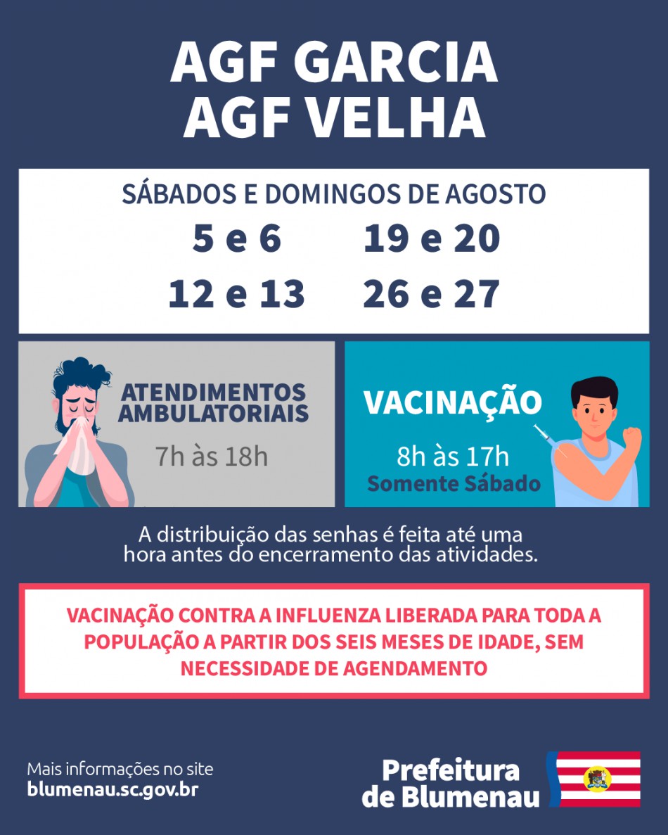 AGFs Garcia e Velha concentram o atendimento nos fins de semana de agosto