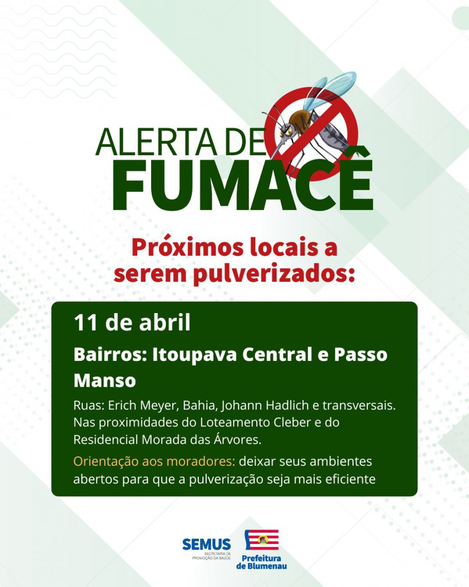 Combate à dengue: alerta de fumacê