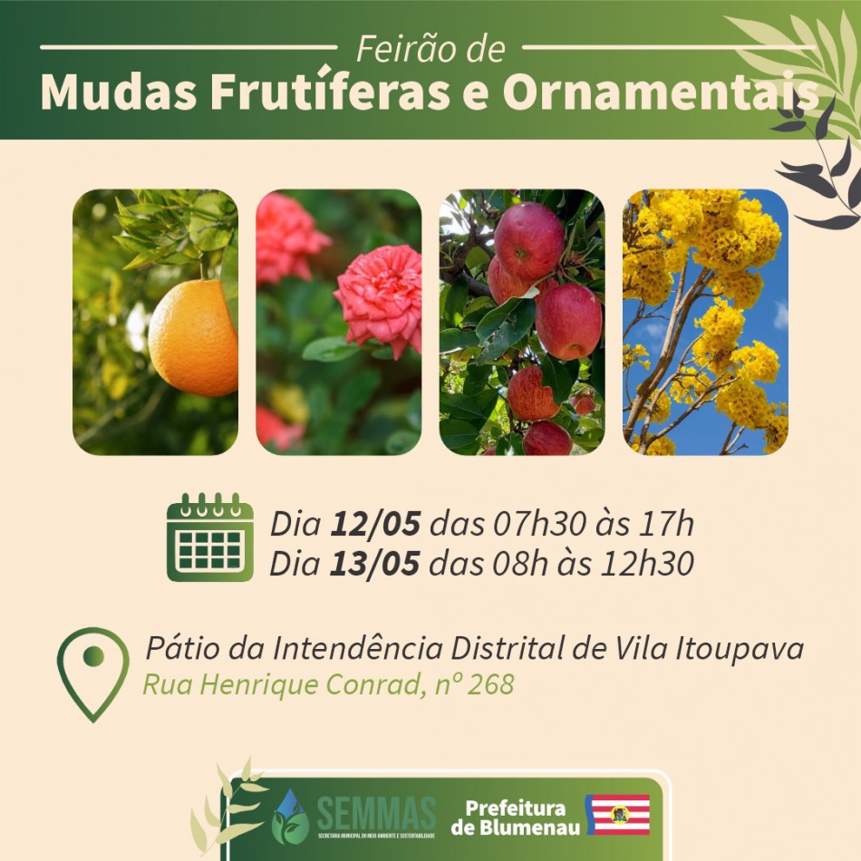 Vila Itoupava recebe feirão de mudas frutíferas e ornamentais nesta sexta e sábado