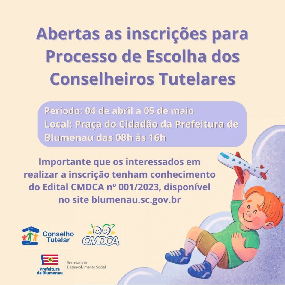 Inscrições para Processo de Escolha dos Conselheiros Tutelares seguem até dia 05 de maio