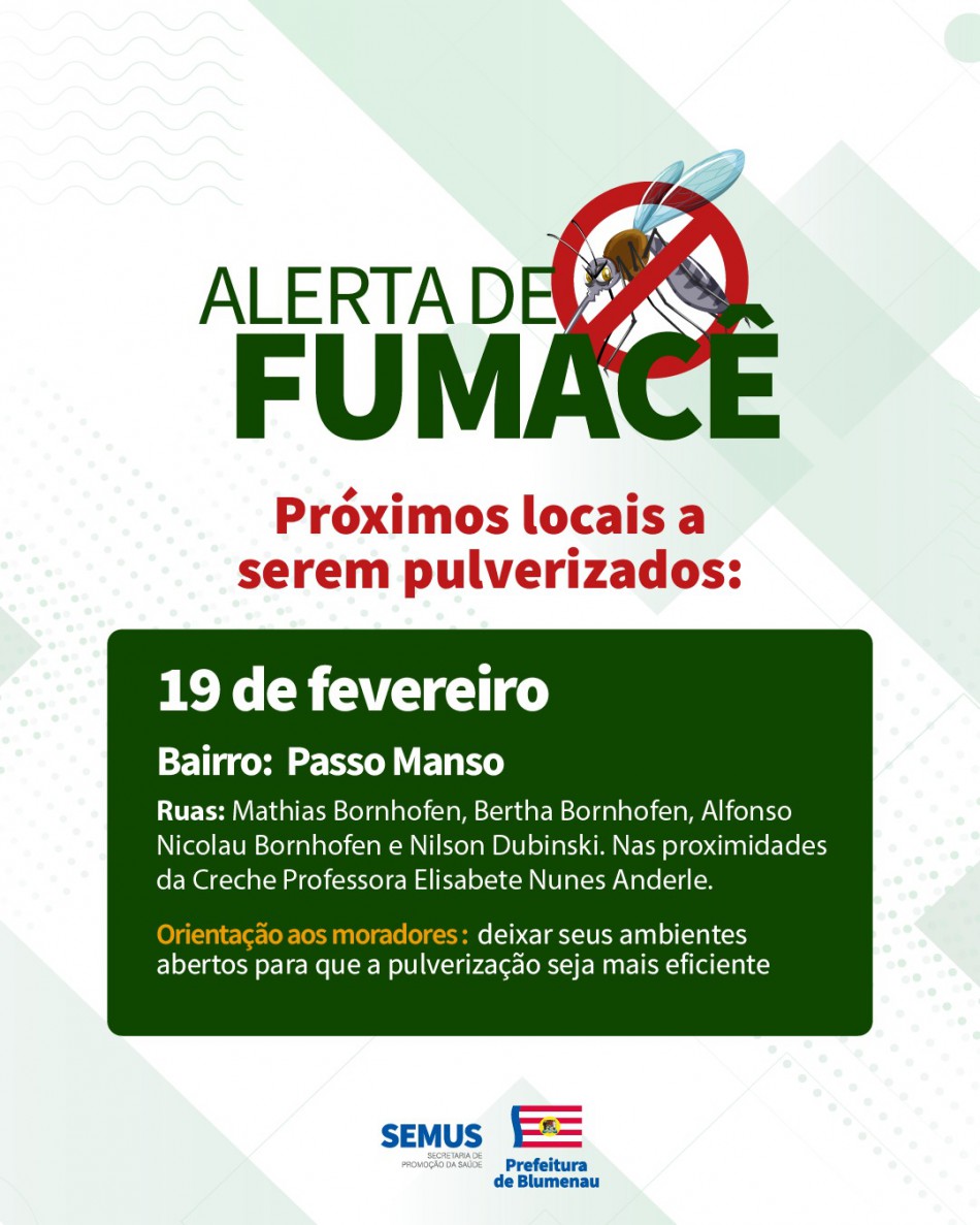 Combate à dengue: alerta de fumacê