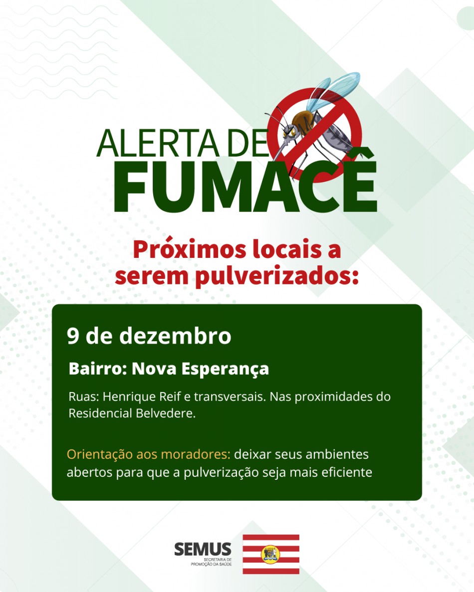 Combate à dengue: alerta de fumacê