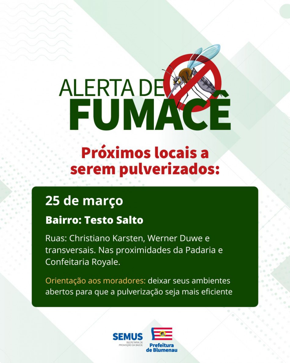 Combate à dengue: alerta de fumacê