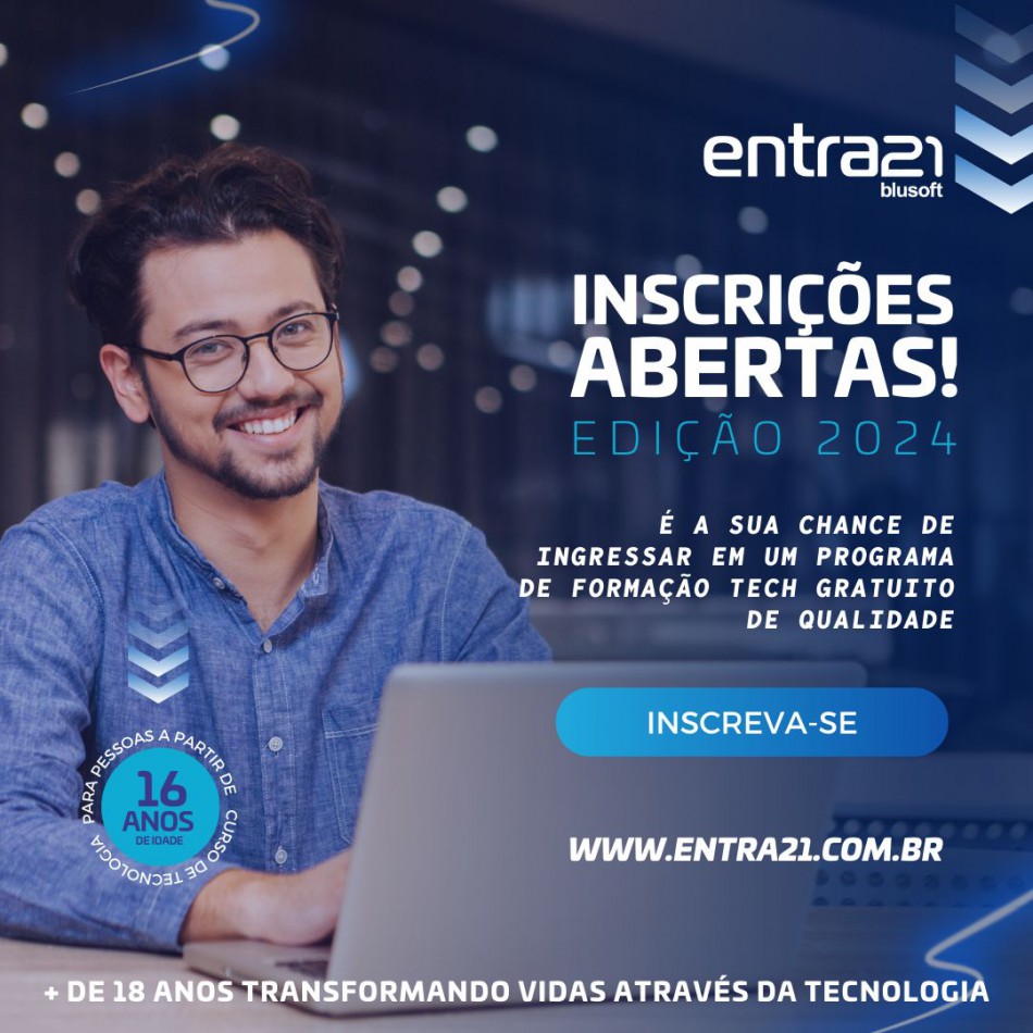 Inscrições para Entra21 seguem abertas até 13 de novembro