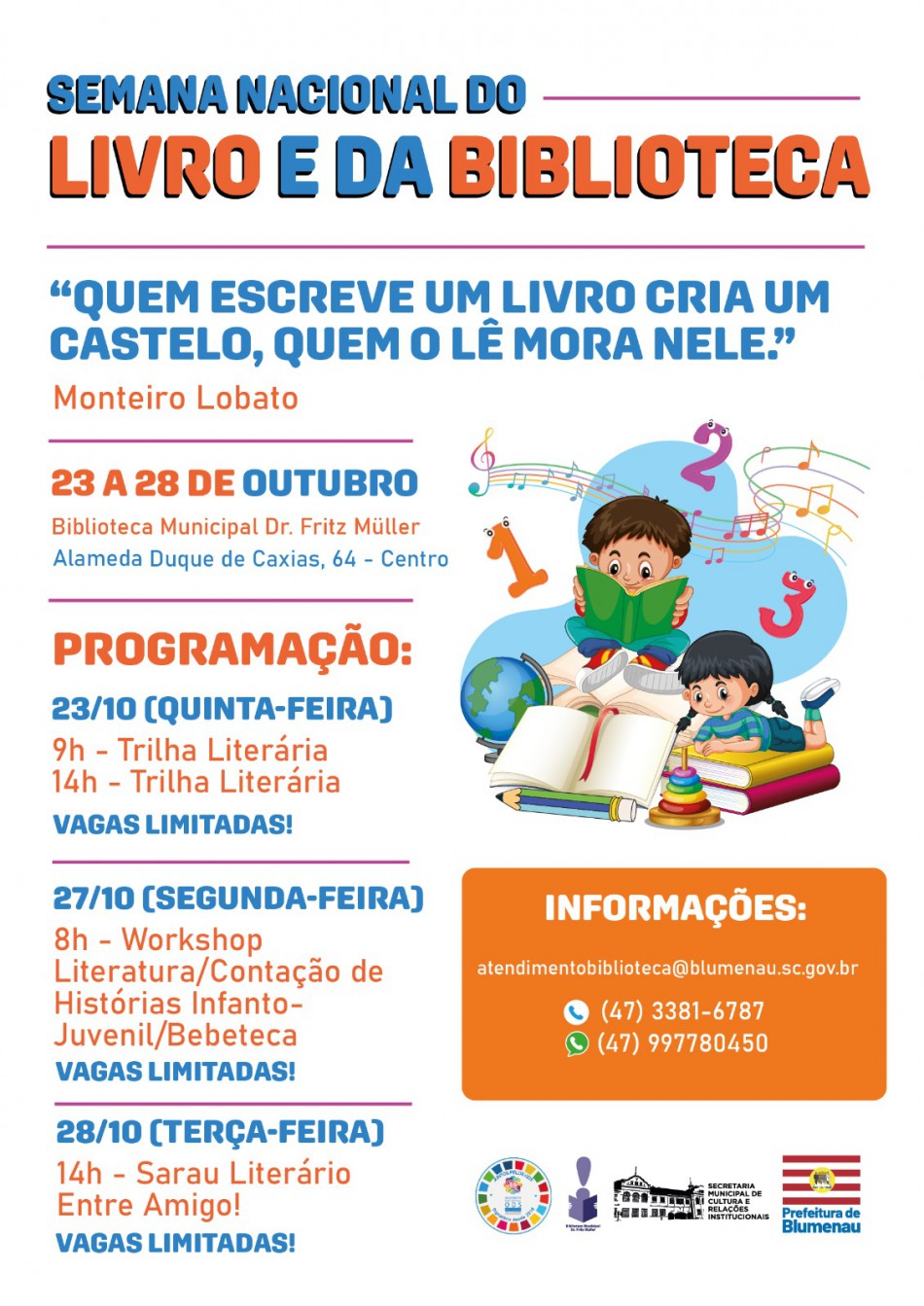 Programação da Semana Nacional do Livro começa no dia 23 e está com inscrições abertas