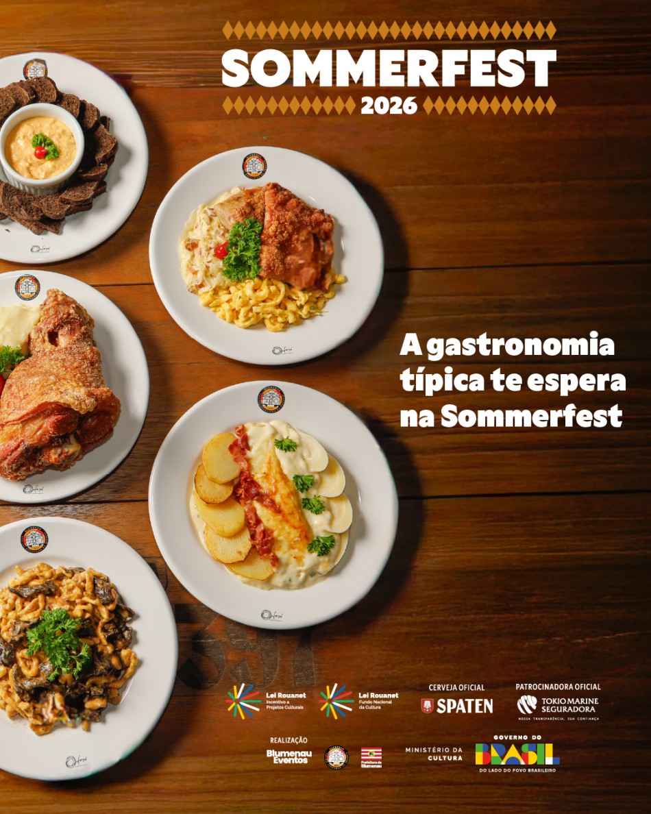 Gastronomia típica é um dos destaques do Sommerfest em Blumenau