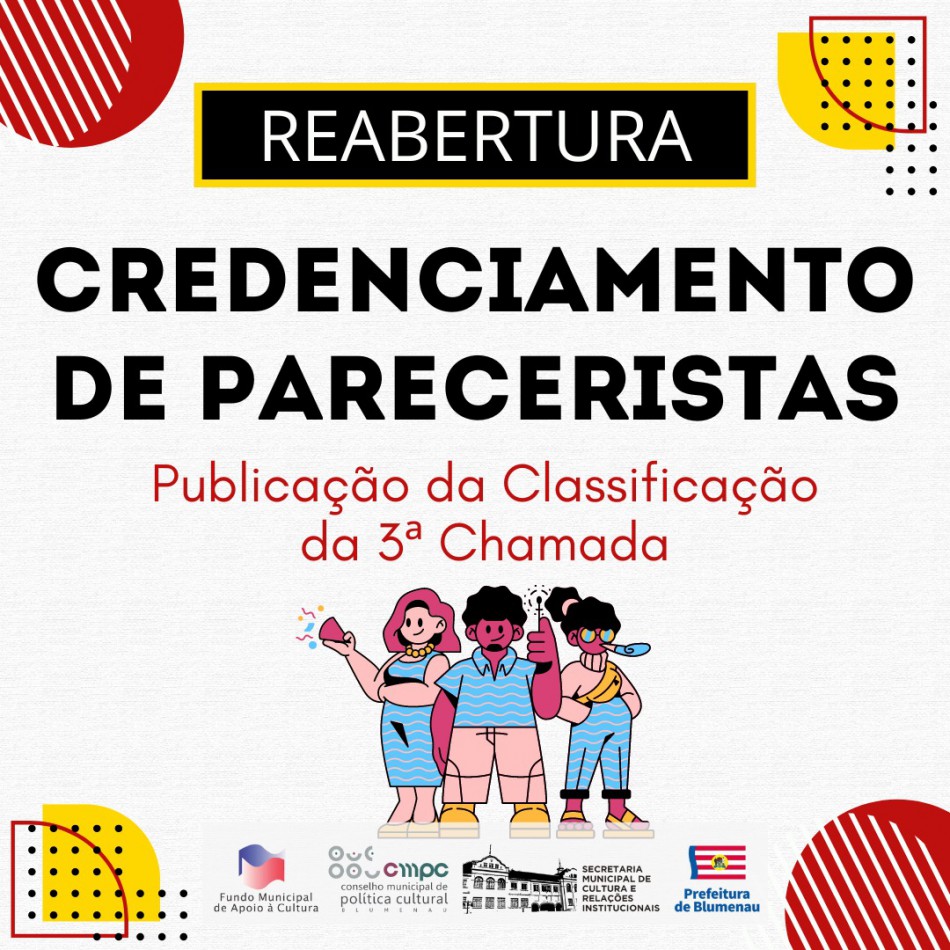 Cultura divulga classificados na terceira chamada para formar banco de pareceristas