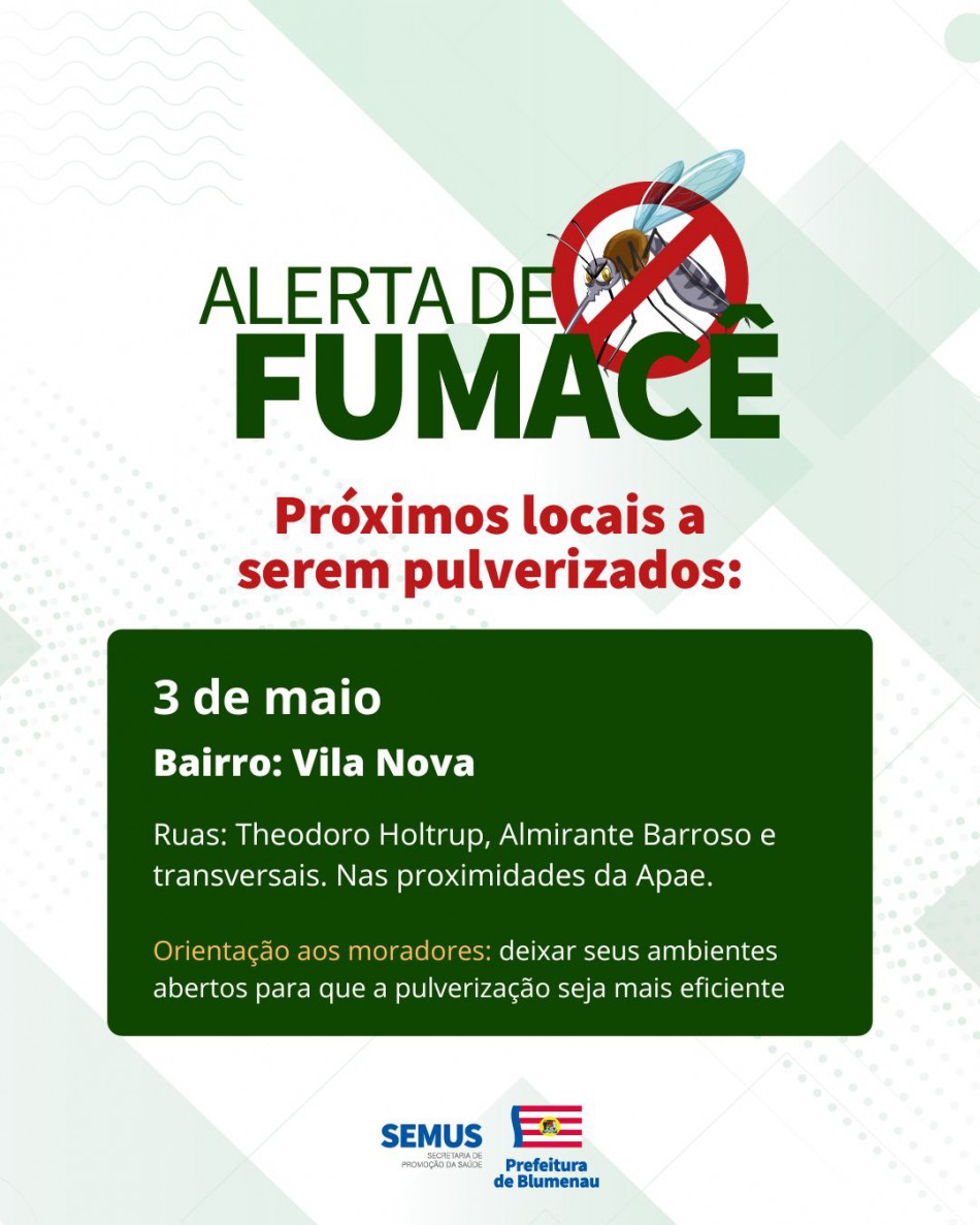Combate à dengue: alerta de fumacê