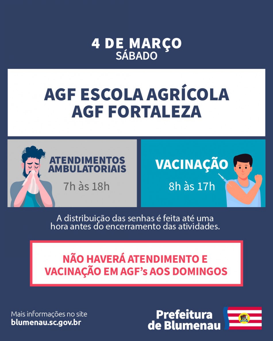 AGFs Escola Agrícola e Fortaleza terão atendimento ambulatorial aos sábados pelos próximos dois meses