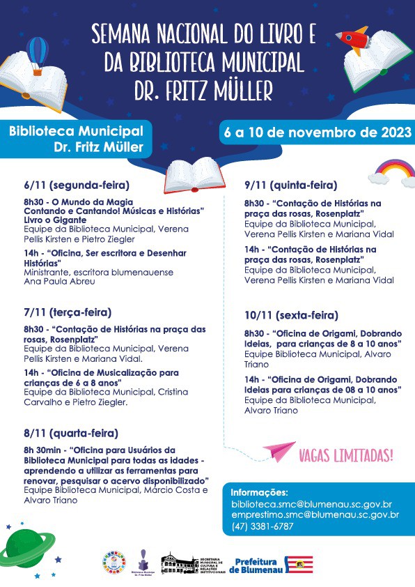 Blumenau prepara atividades para a Semana Nacional do Livro e da Biblioteca