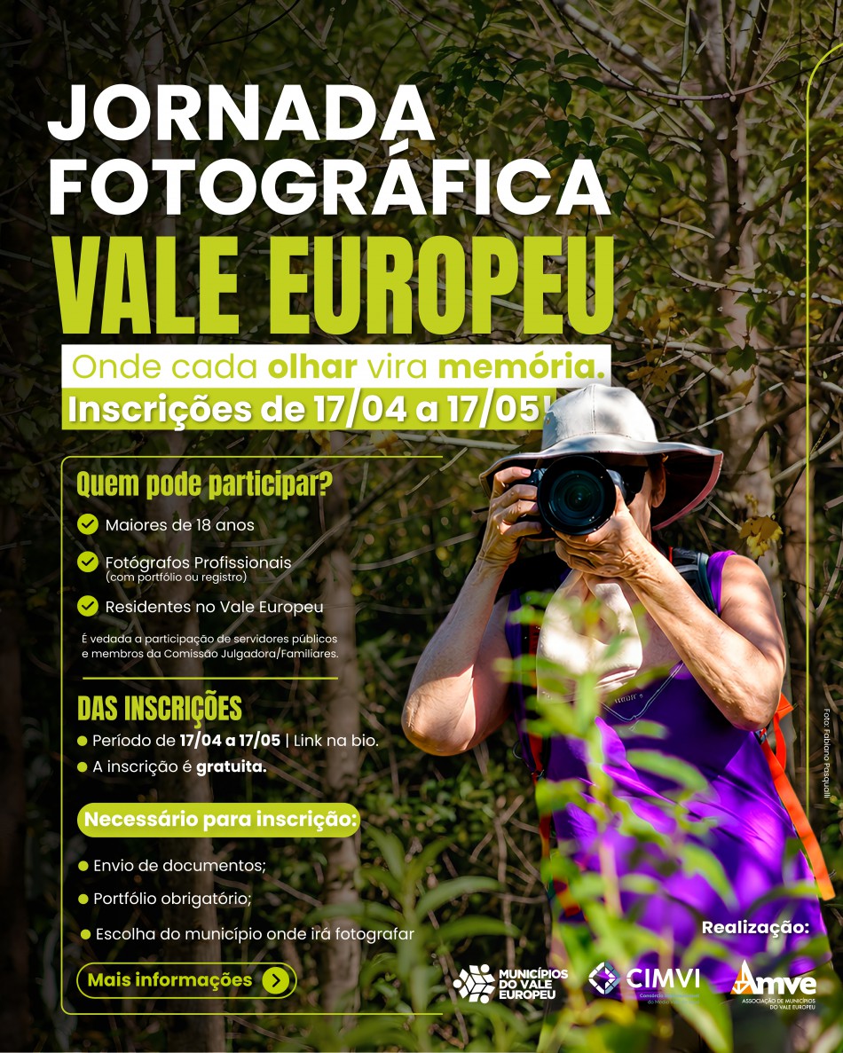 Inscrições para 1ª Jornada Fotográfica Regional em Blumenau estão abertas