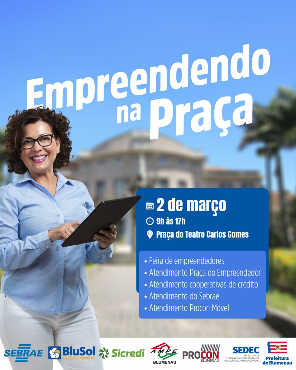 Prefeitura de Blumenau organiza feira Empreendendo na Praça neste sábado, dia 2