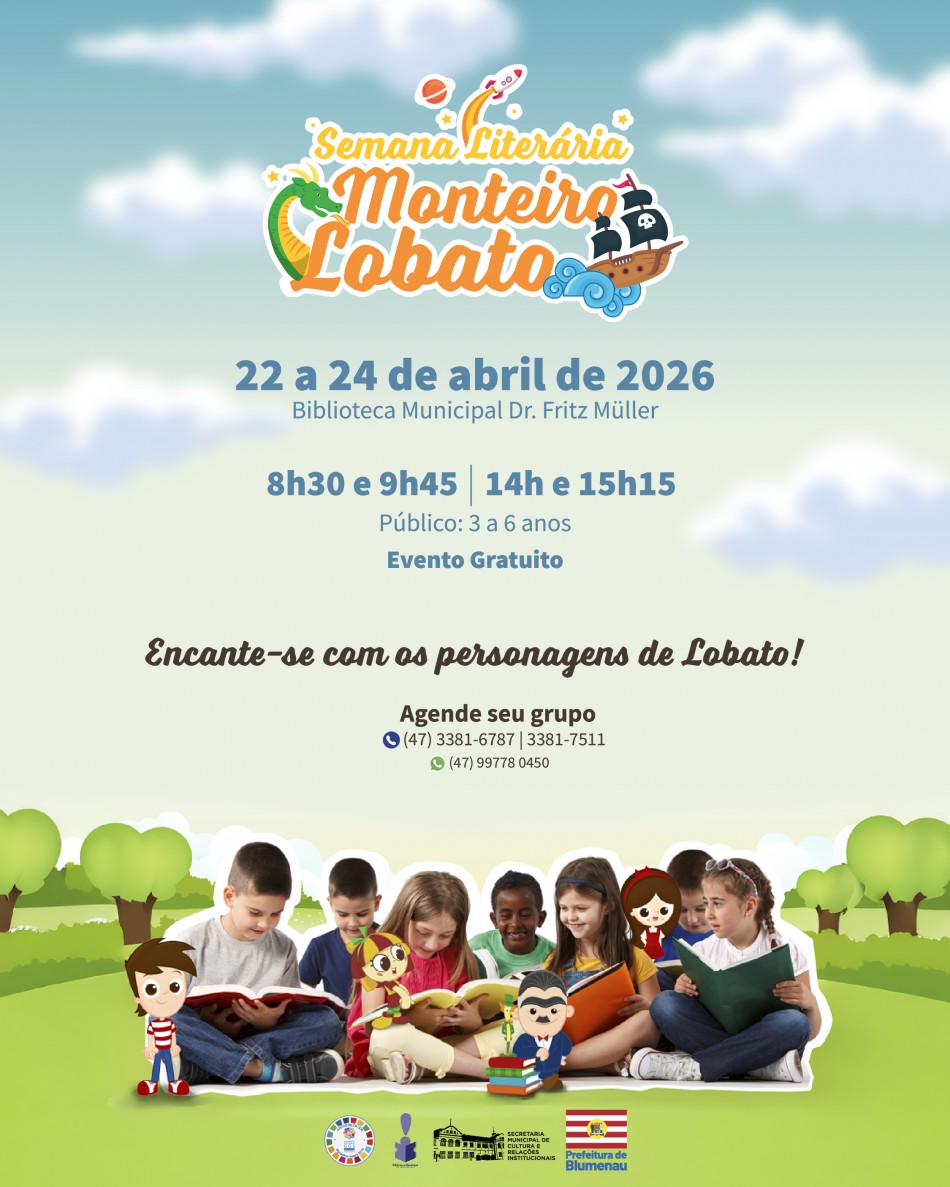 Biblioteca Municipal abre agendamentos para escolas participarem da Semana Monteiro Lobato