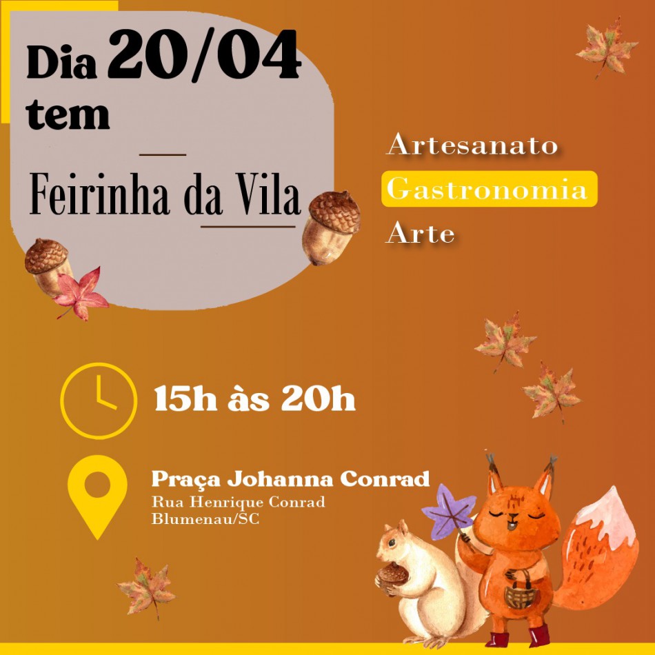 Feirinha da Vila Itoupava ocorre neste sábado, dia 20
