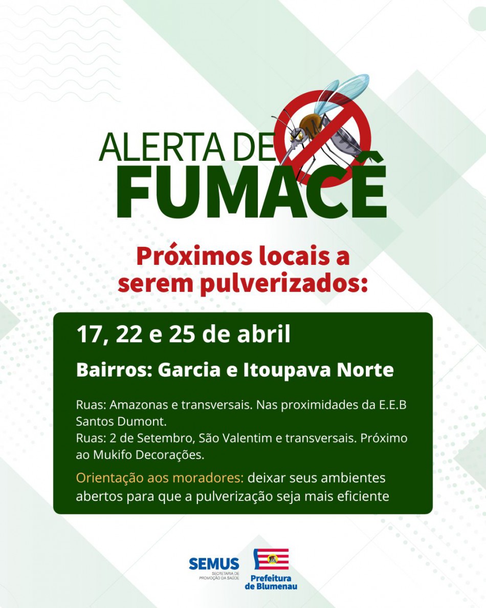 Combate à dengue: alerta de fumacê