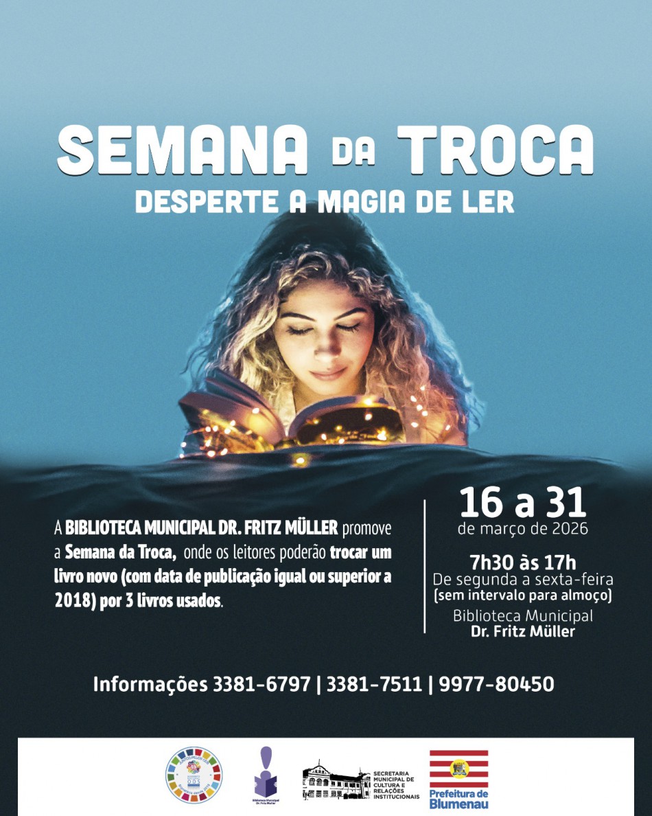 Biblioteca Municipal de Blumenau realiza troca de livros entre os dias 16 e 31 de março