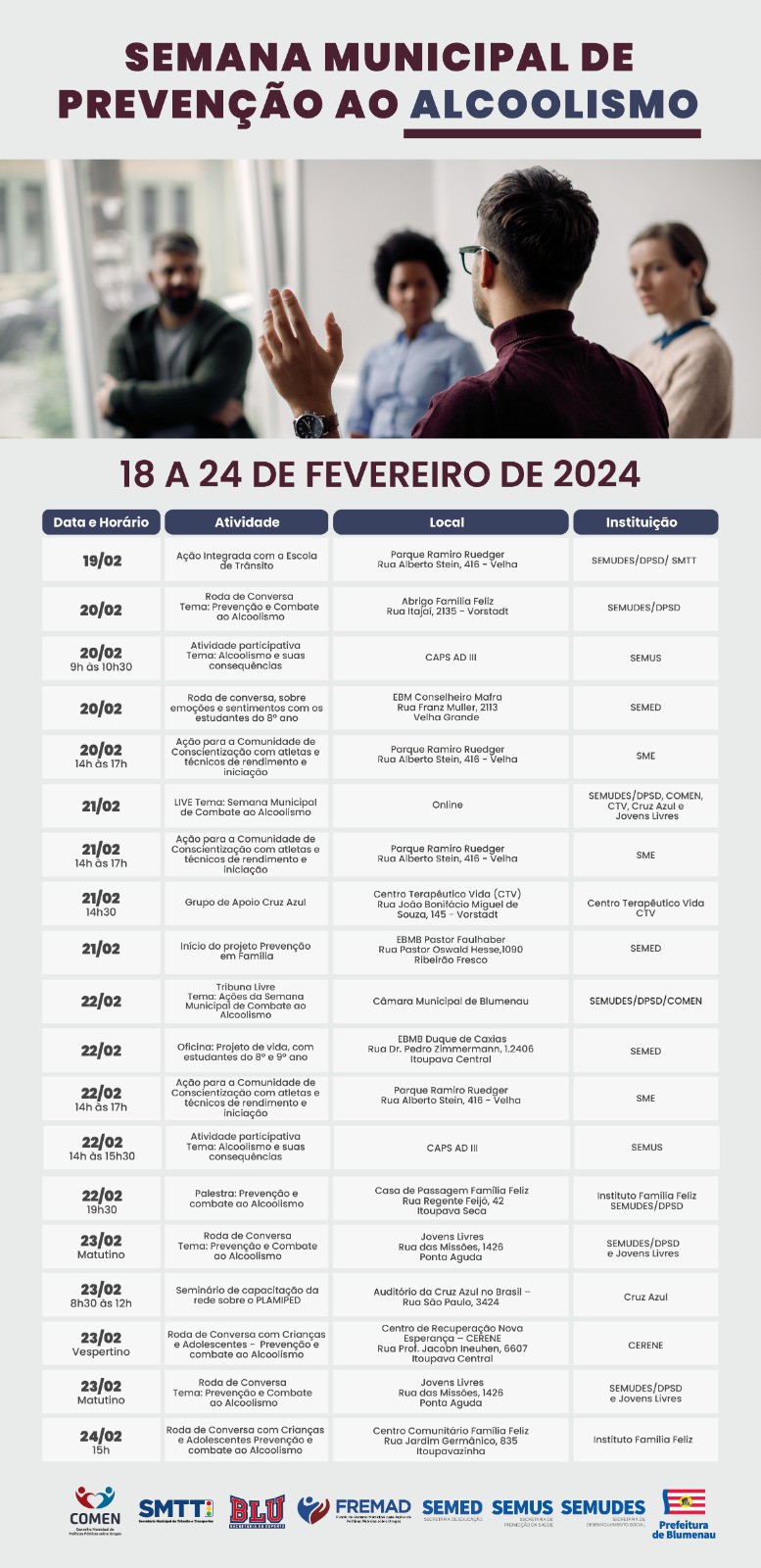 Prefeitura promove Semana Municipal de Prevenção ao Alcoolismo
