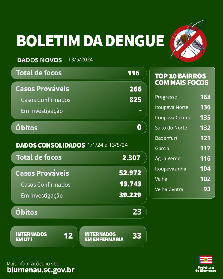 Boletim Dengue - 13/5/2024