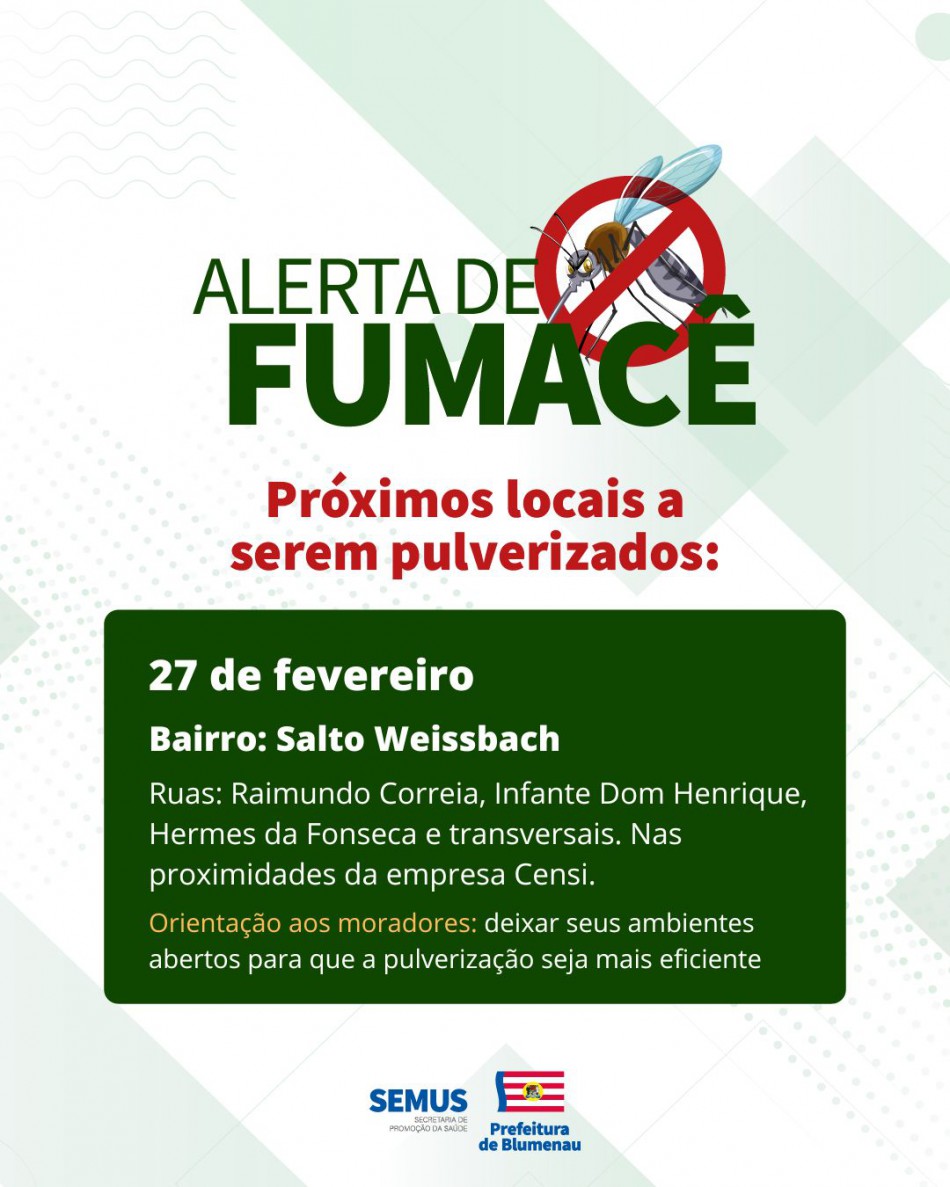 Combate à dengue: alerta de fumacê