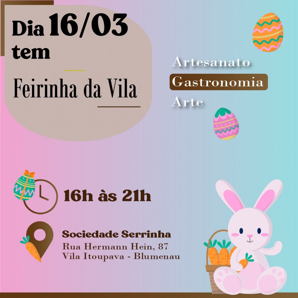 Vila Itoupava recebe Feirinha da Vila neste sábado, dia 16