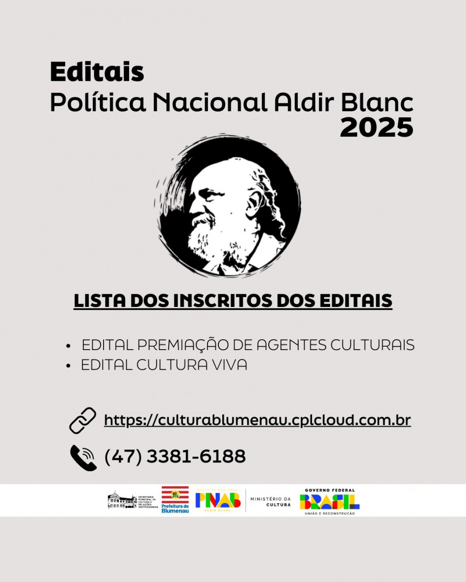 Blumenau divulga lista de inscritos nos editais de cultura que somam R$ 1,8 milhão