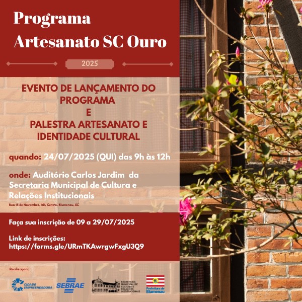 Secretaria de Cultura abre inscrições para capacitação de artesãos blumenauenses