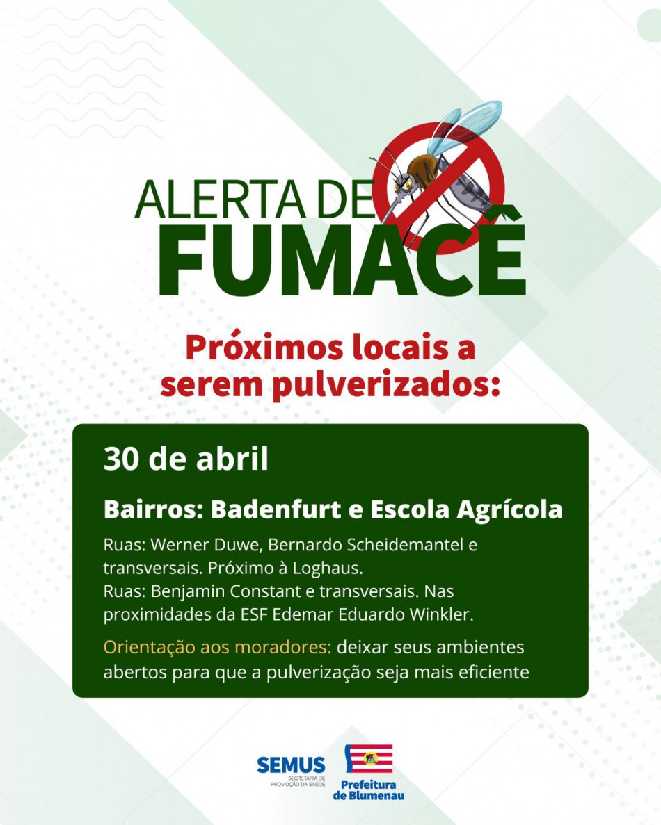 Combate à dengue: alerta de fumacê